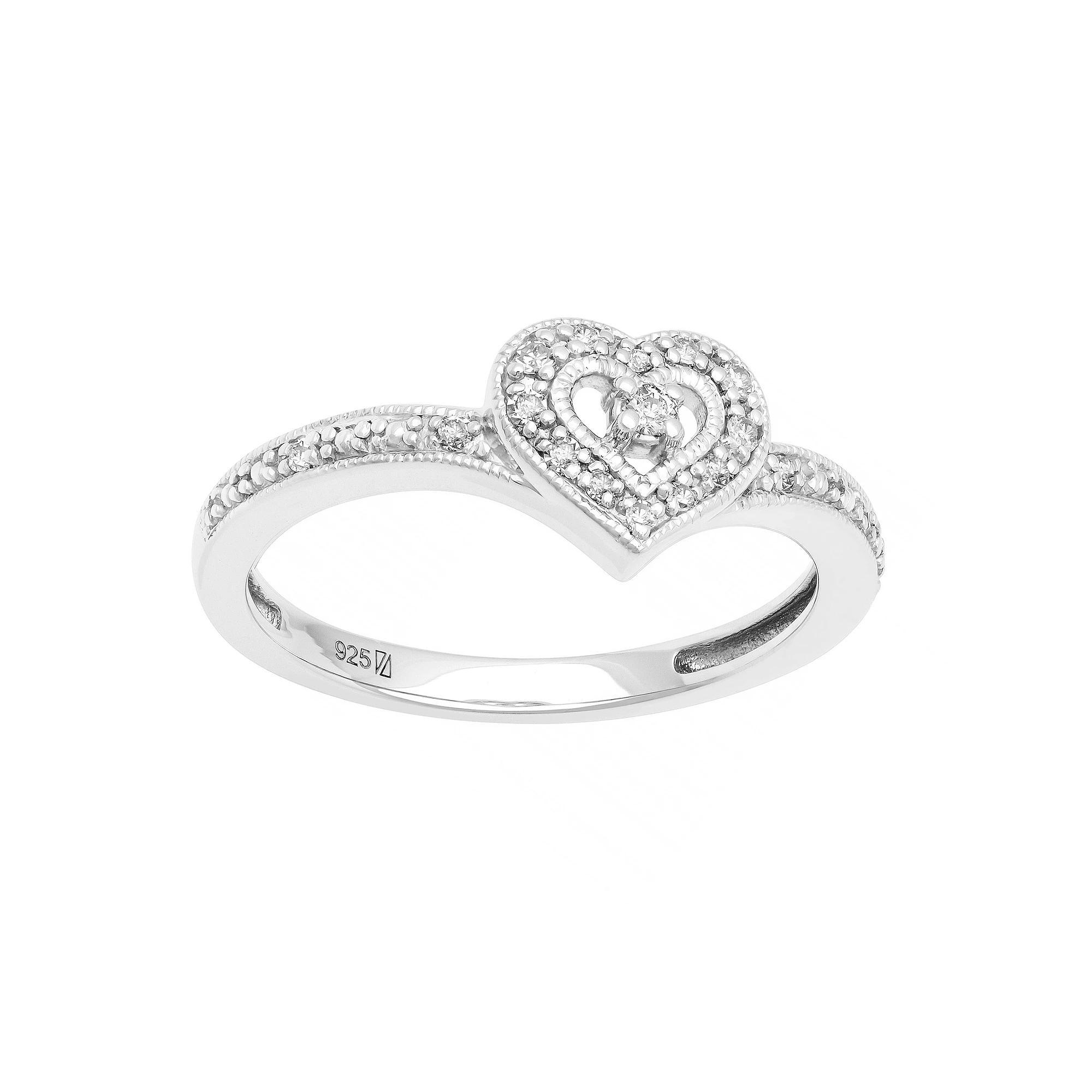 Love Always Sterling Silver 1/10 Carat T.W. Diamond Heart Promise Ring, Women's, Size: 8 Product Image