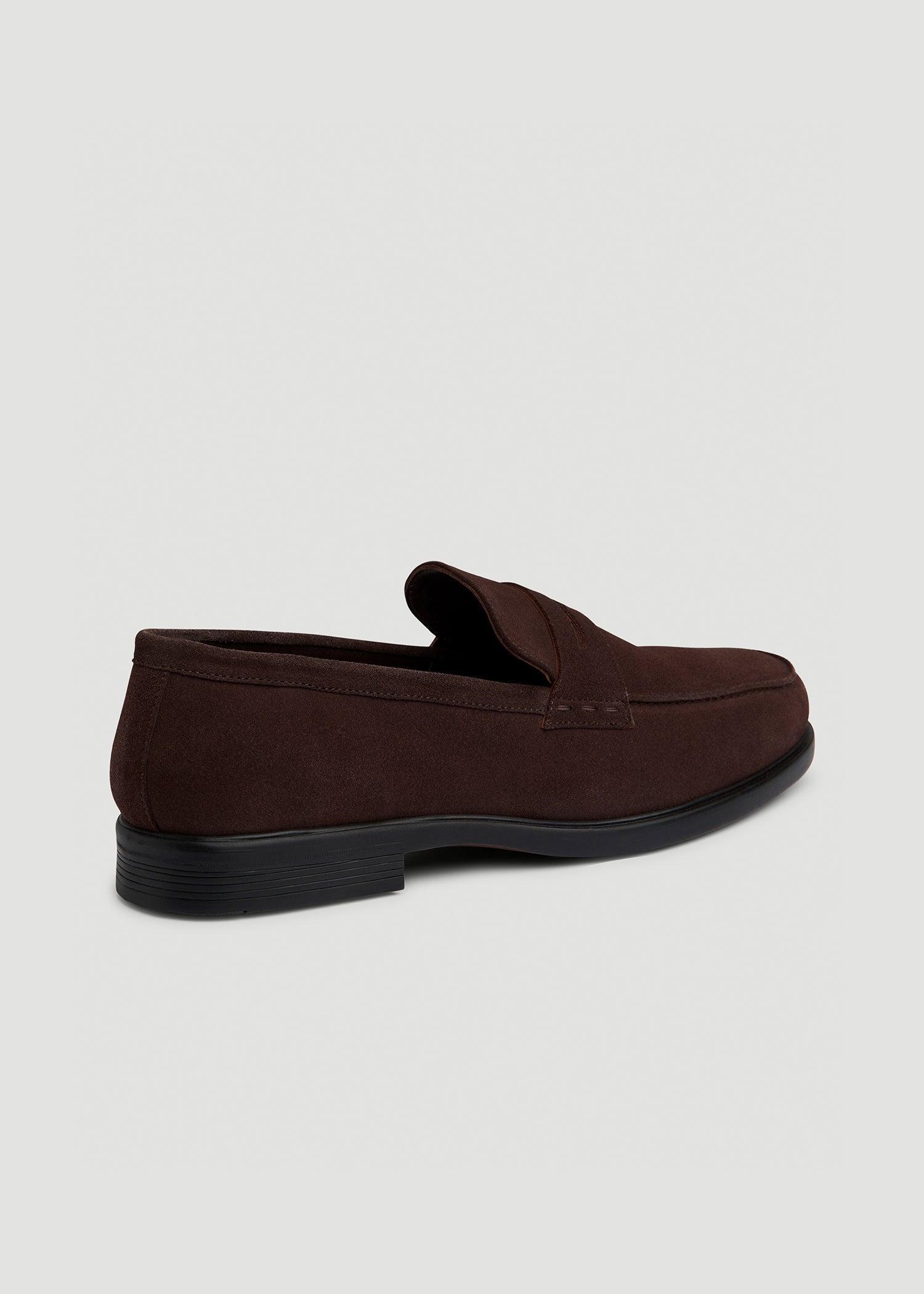 Penny Loafers for Tall Men in Dark Brown Suede Product Image