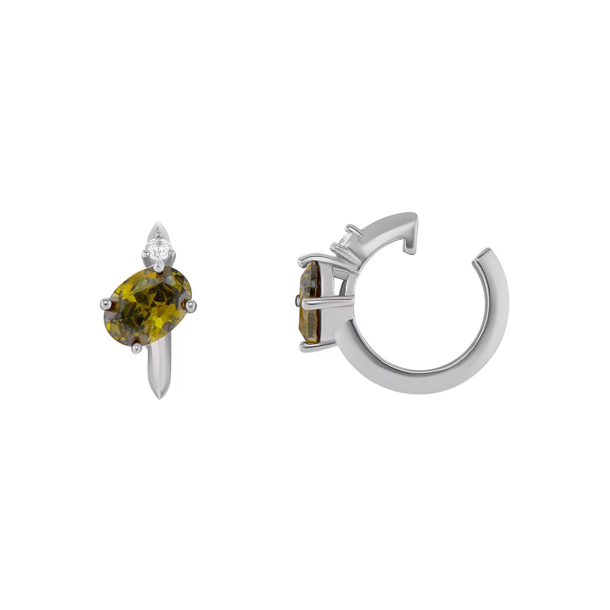 PRIMROSE Sterling Silver Cubic Zirconia Birthstone Ear Cuff, Women's, Silver Tone August Product Image