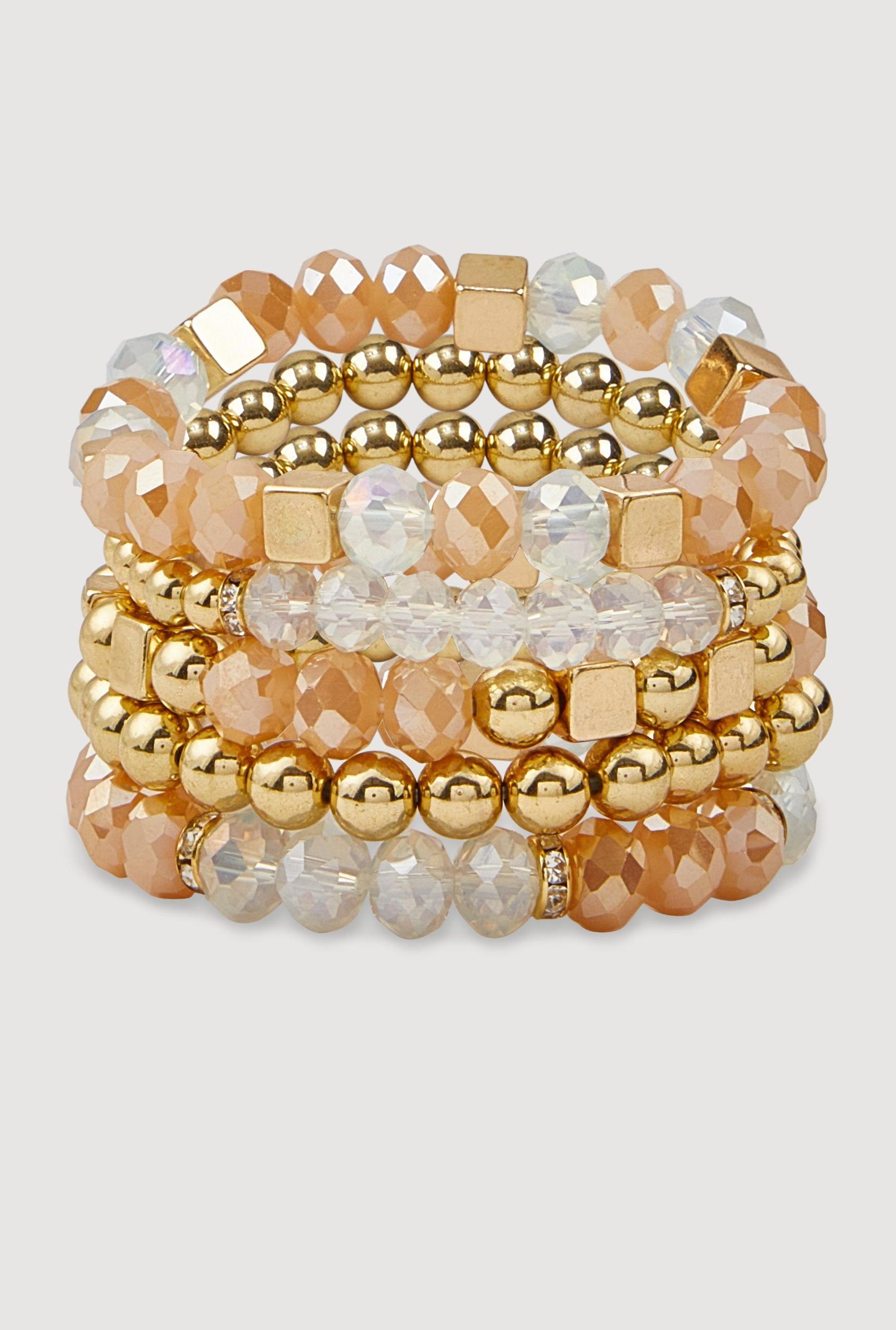 Assorted Beaded Stretch Bracelets Set of 5 Female Product Image