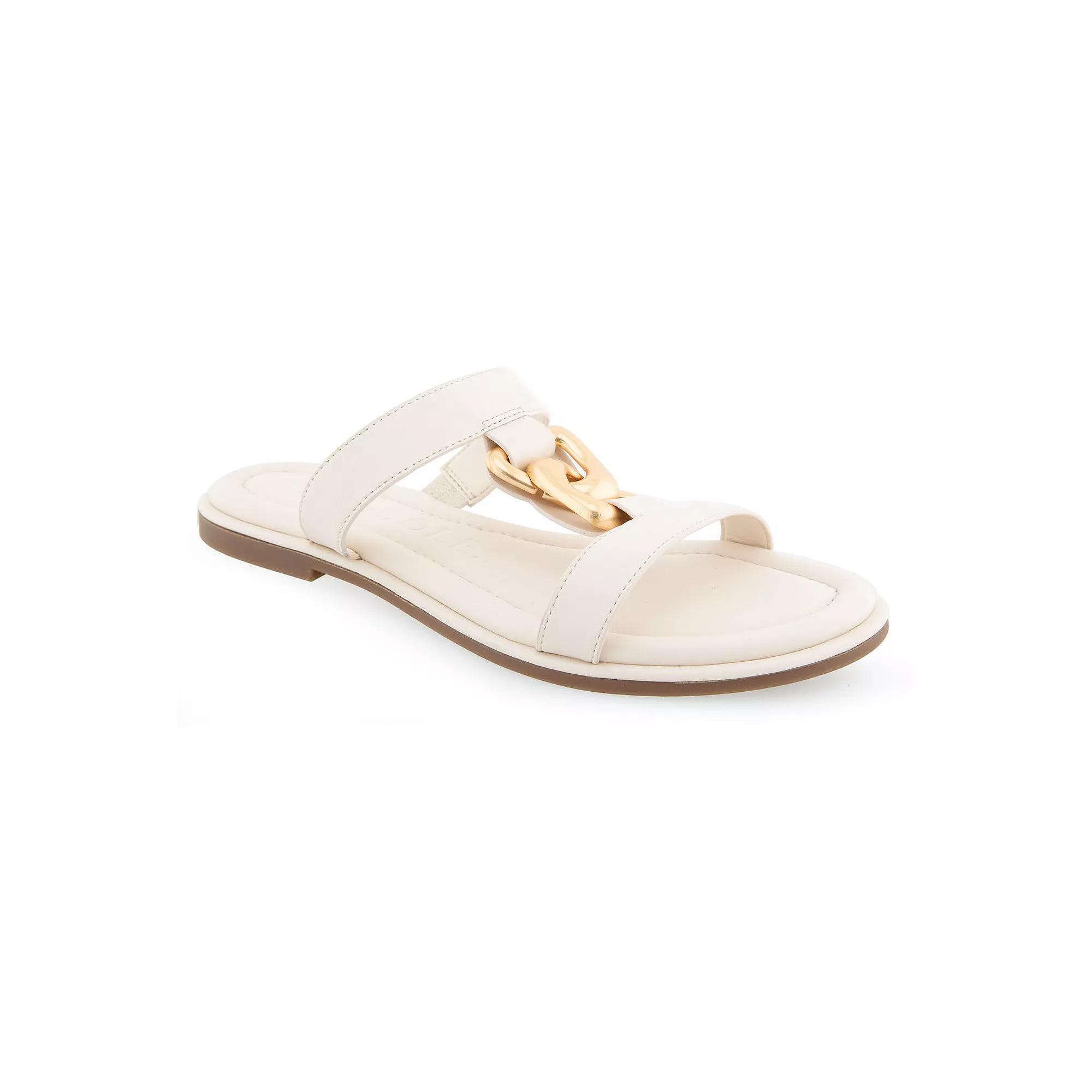 Aerosoles Geraldine Women's Flat Slide Sandals, Size: 8, Eggnog Pu Leather Product Image