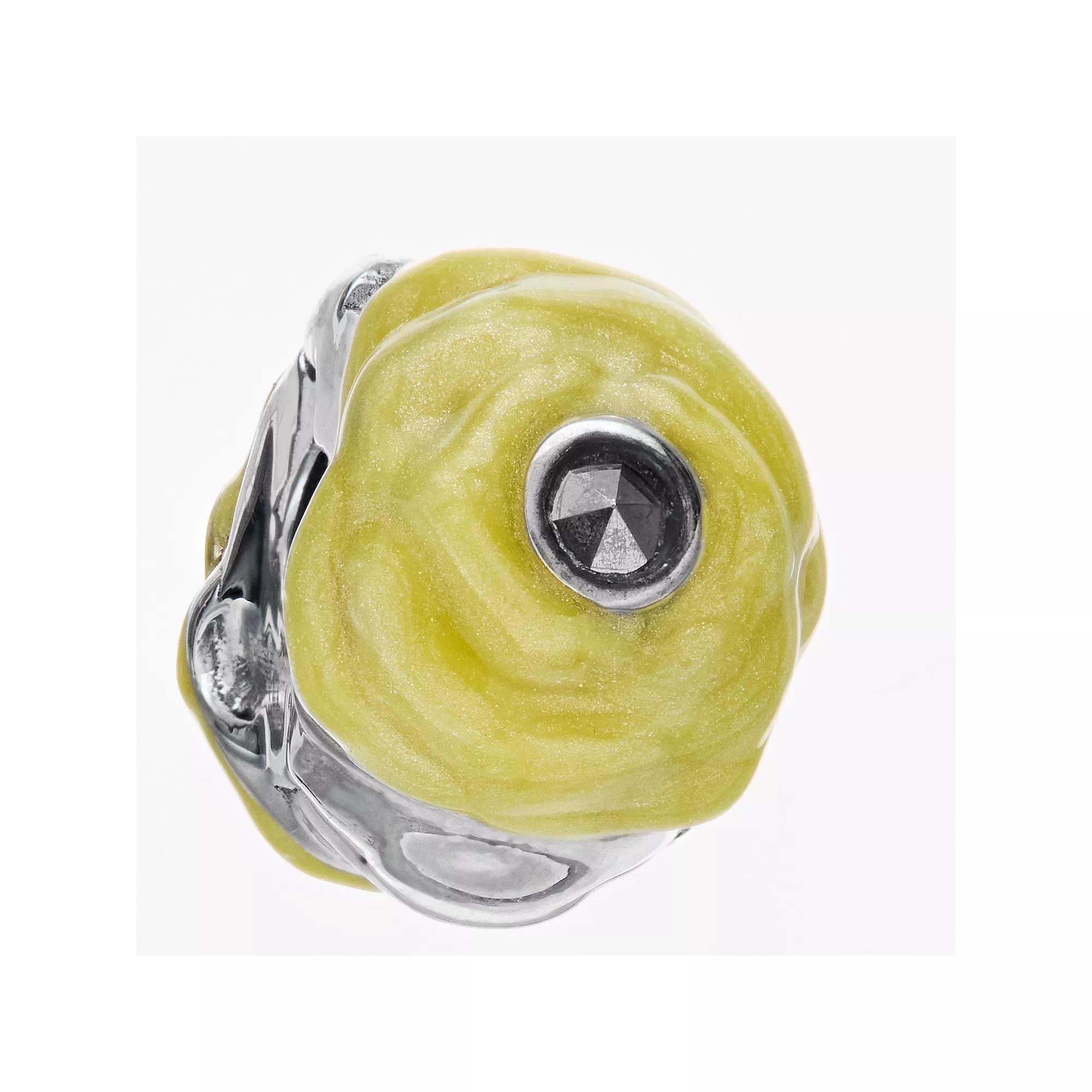 Lavish by TJM Sterling Silver Marcasite & Yellow Enamel Clip Charm, Women's Product Image