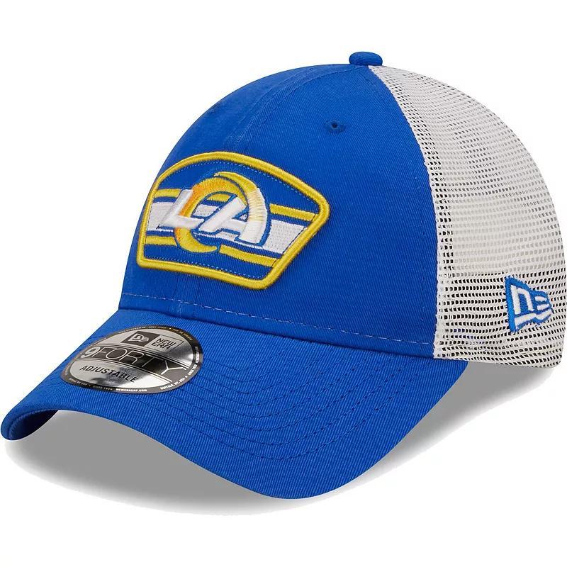Men's New Era Royal/White Los Angeles Rams Logo Patch Trucker 9FORTY Snapback Hat, Blue Product Image