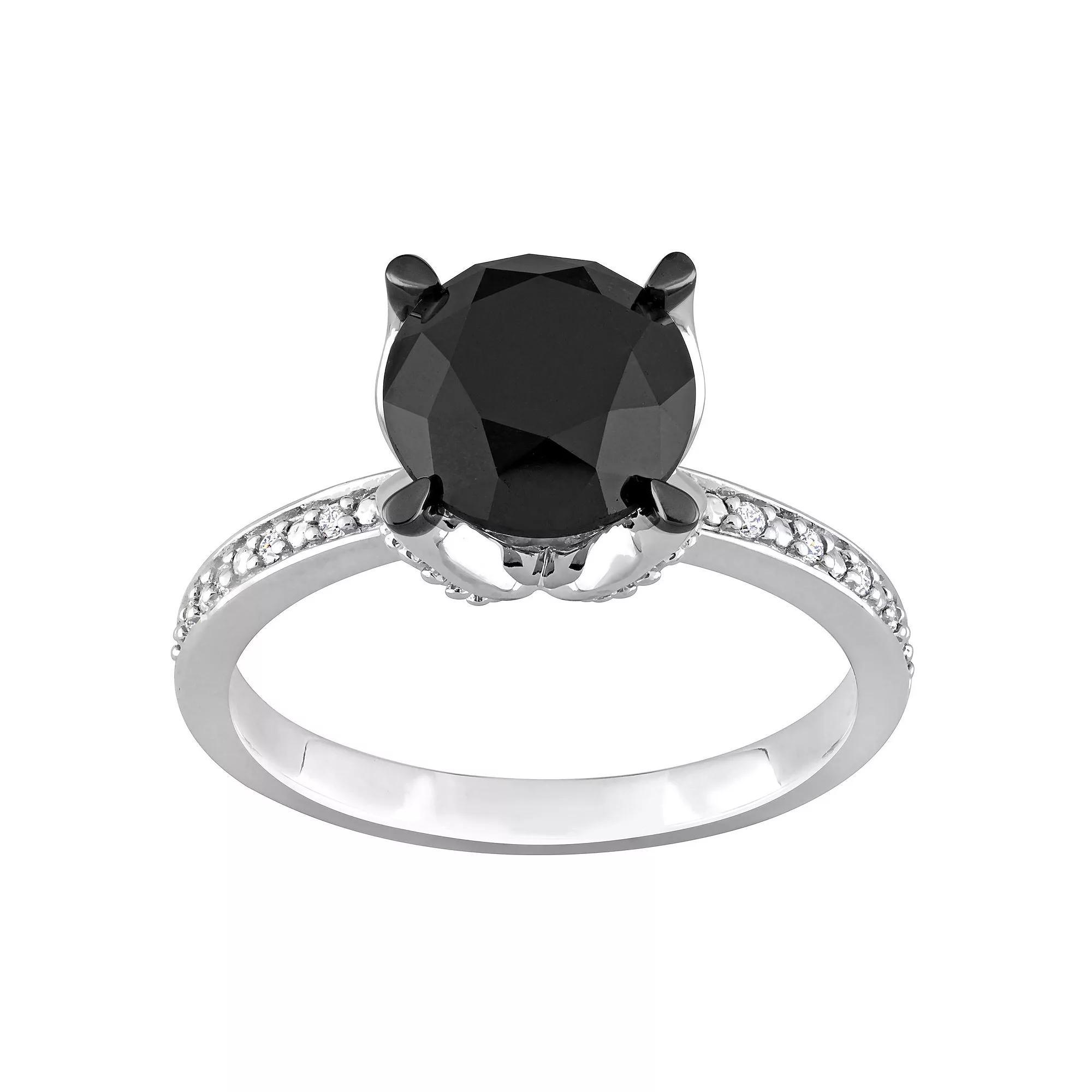 Stella Grace 14k White Gold 3 Carat T.W. Black & White Diamond Engagement Ring, Women's, Size: 10 Product Image