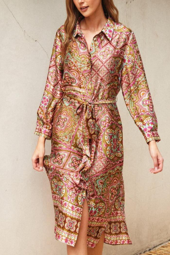 L/S Tie Waist Dress Product Image