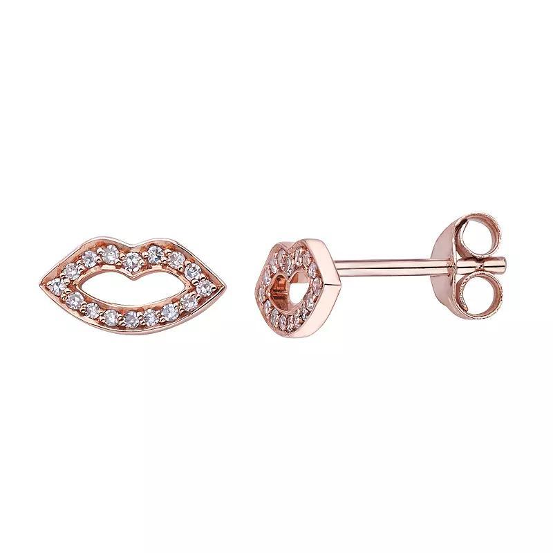 10K Gold 1/10 Carat T.W. Diamond Lip Earrings, Women's, Yellow Product Image
