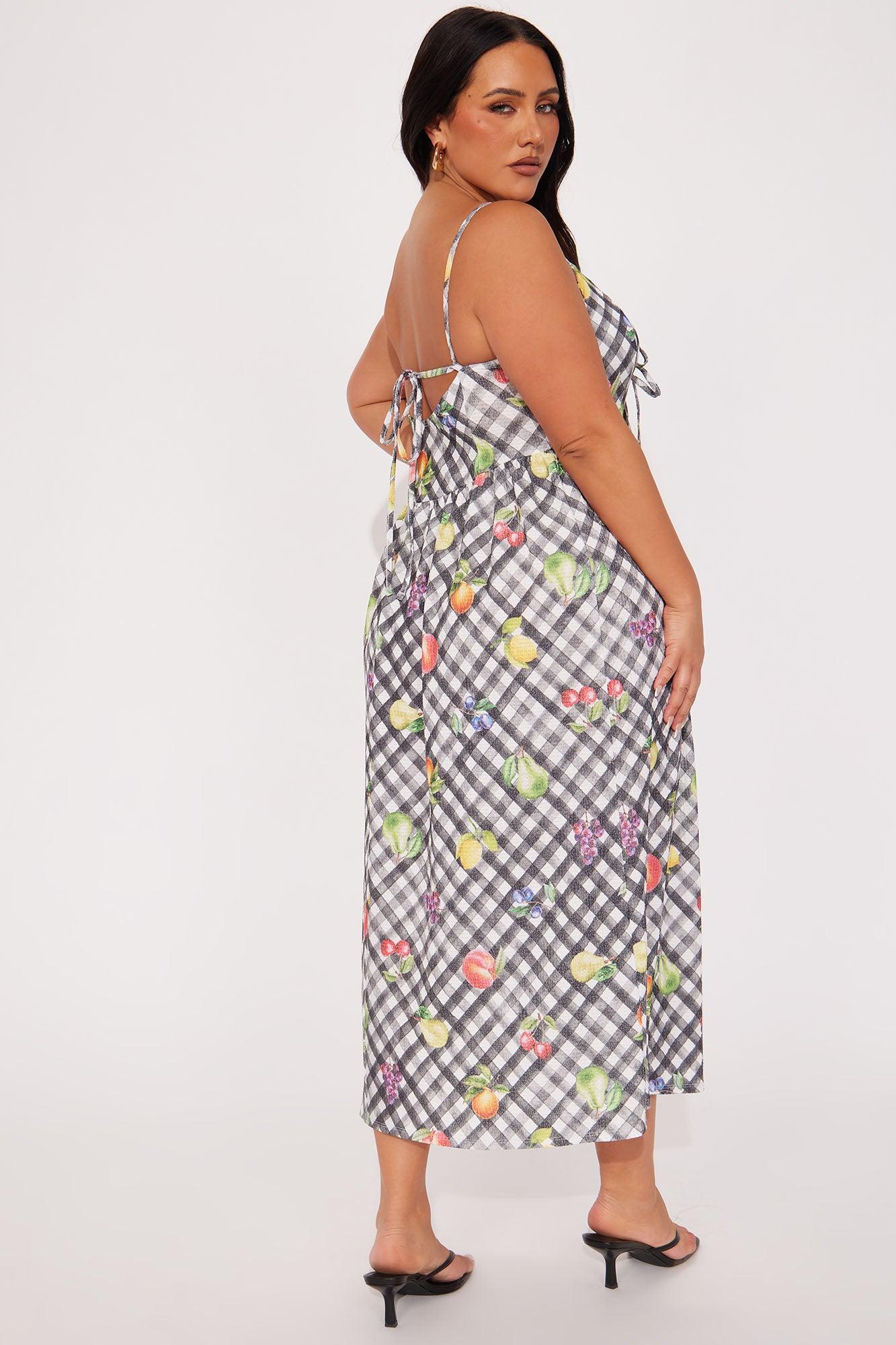 Savor Every Moment Gingham Midi Dress - Black/combo Product Image