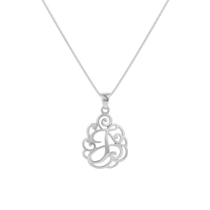 PRIMROSE Sterling Silver Monogram Initial Pendant Necklace, Women's, Size: 18", Silver Tone F Product Image