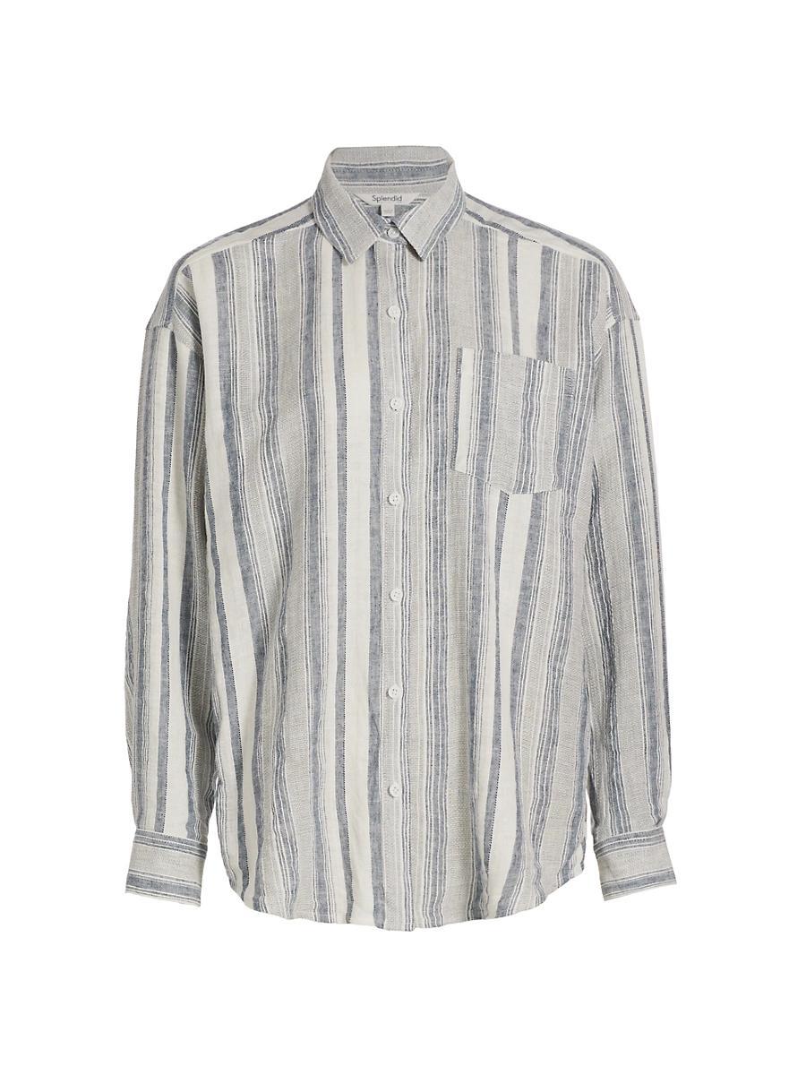 Womens Bowen Striped Linen-Blend Shirt Product Image