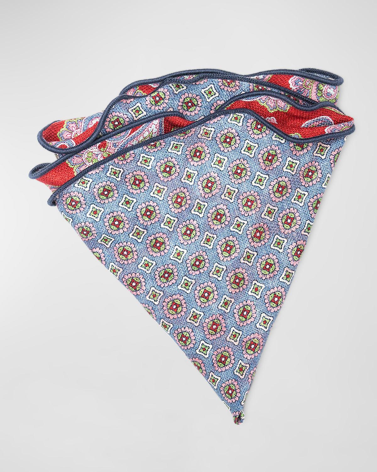 Men's Silk Reversible Medallion-Paisley Pocket Circle Product Image