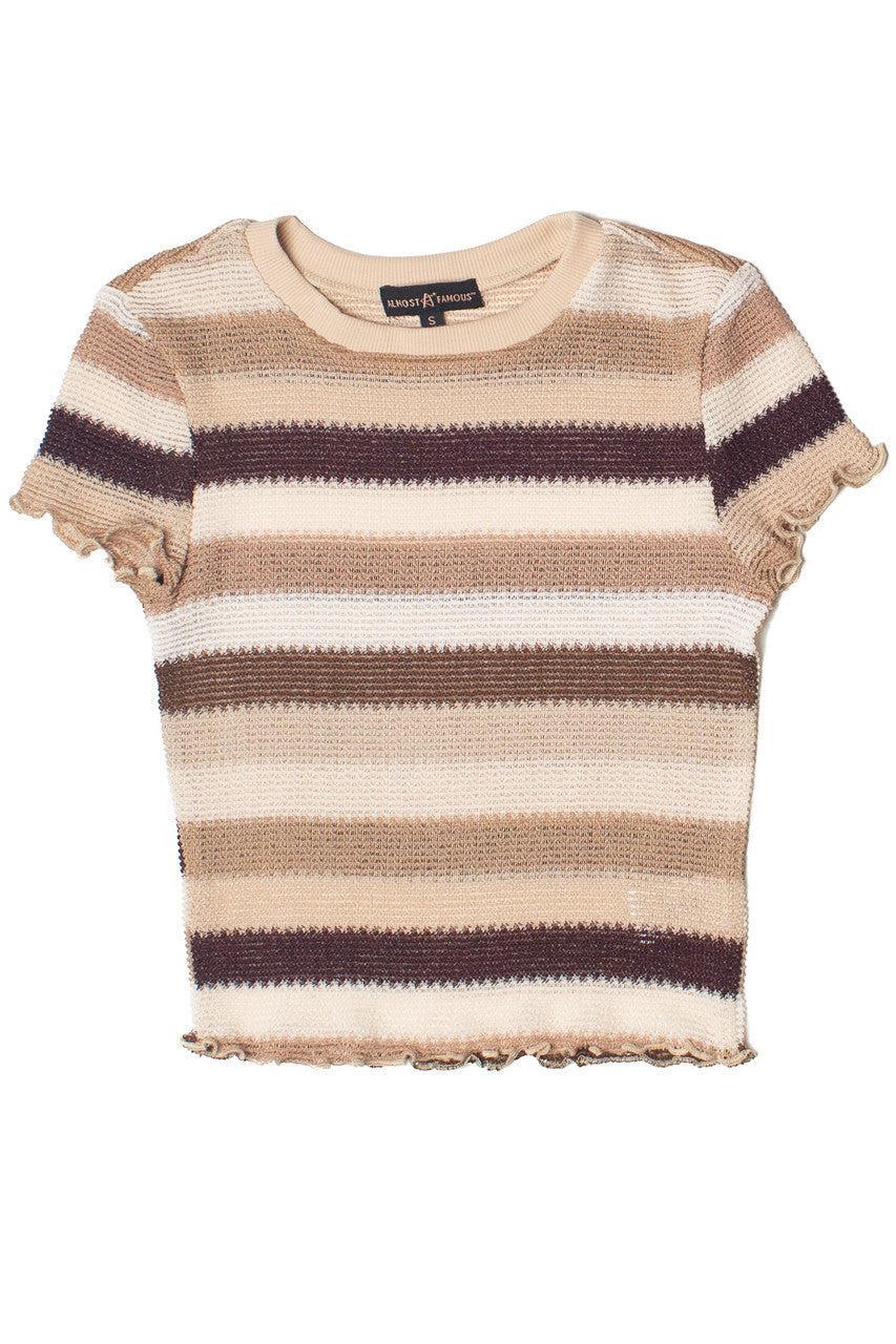 Crochet Stripe Lettuce Edge Tee Product Image