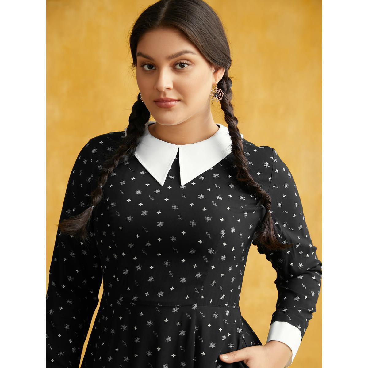 Plus Size Dark Whispers A-line Midi Dress Black Women Cocktail Contrast Party Curvy Bloomchic 26/4X Product Image