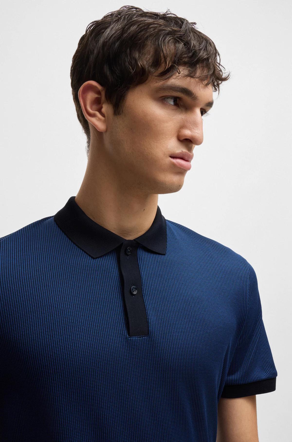 BOSS Structured-Cotton Polo Shirt With Solid Trims Product Image