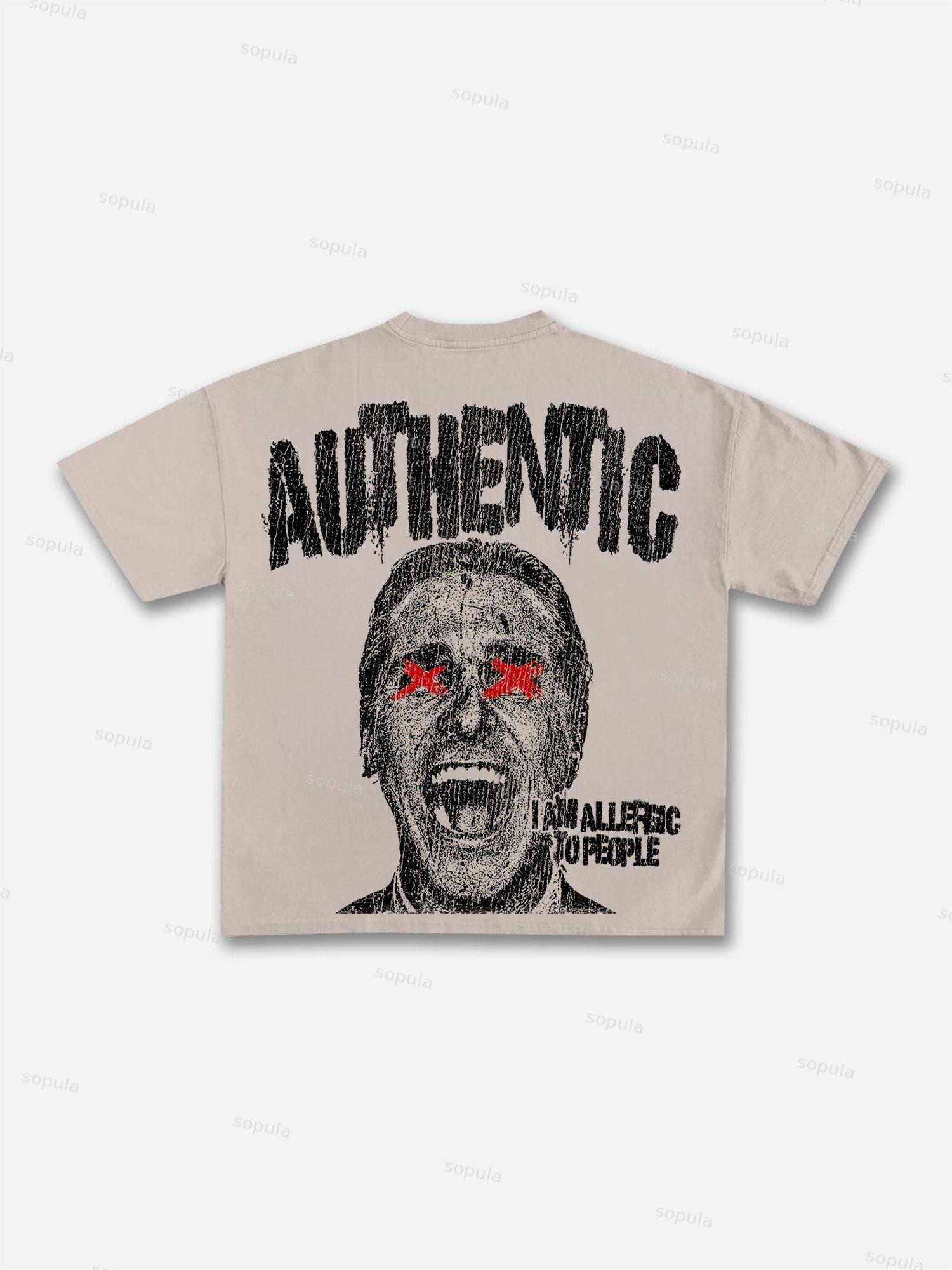 Street Drip Portrait Print Cotton T-shirt Product Image