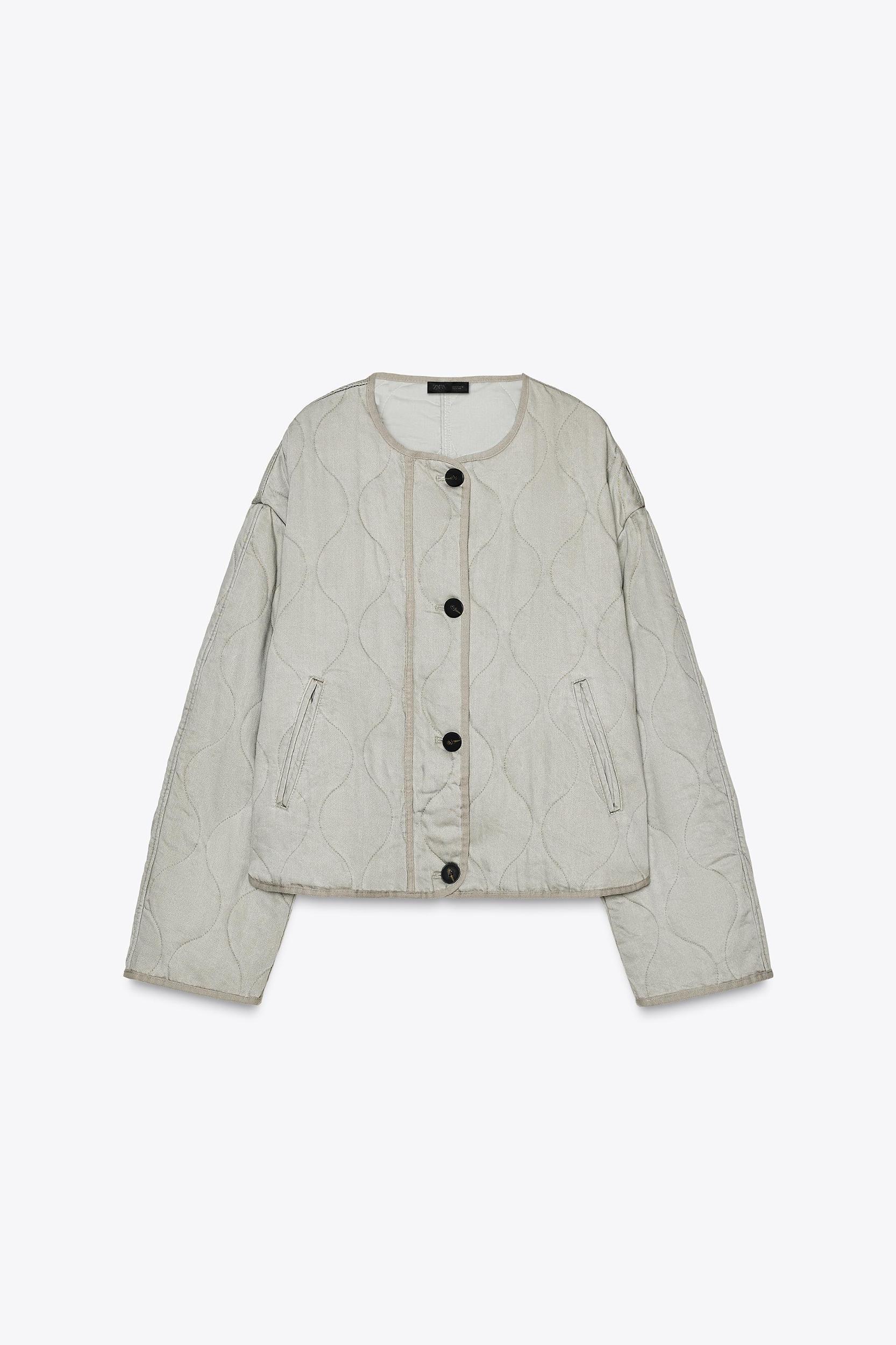 WASHED-EFFECT QUILTED JACKET Product Image