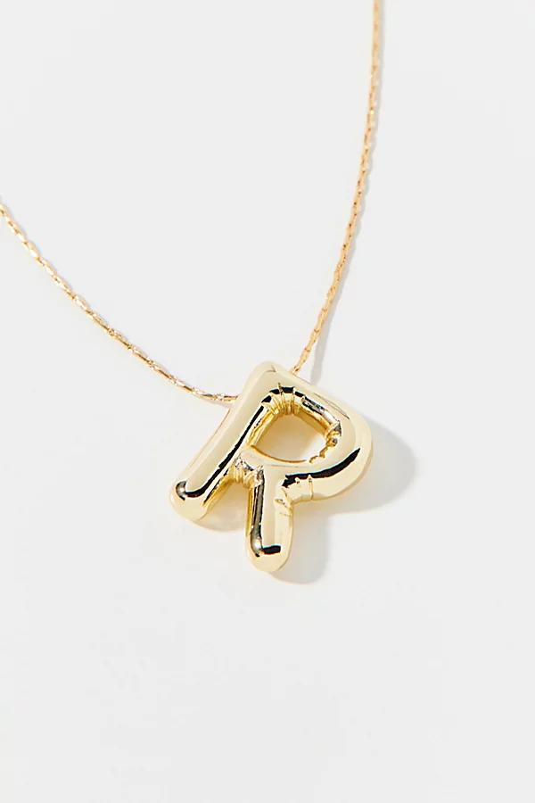 14k Gold Plated Bubble Initial Charm Necklace, Womens at Urban Outfitters Product Image