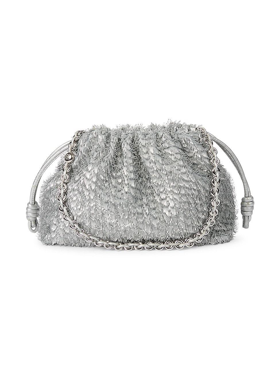 Womens Flamenco Metallic Fringed Leather Shoulder Bag Product Image