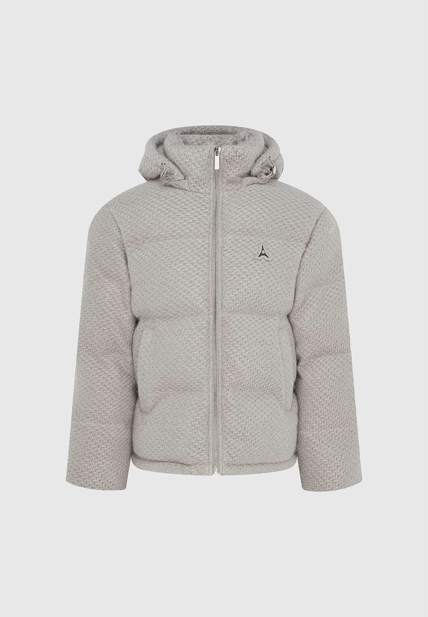 Textured Knit Puffer Jacket - Grey Male Product Image