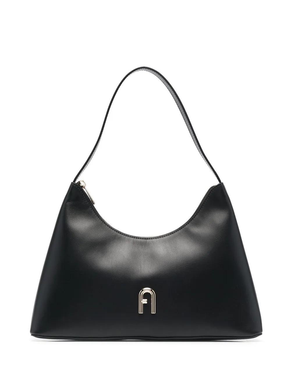 FURLA Logo-plaque Leather Shoulder Bag In Black Product Image
