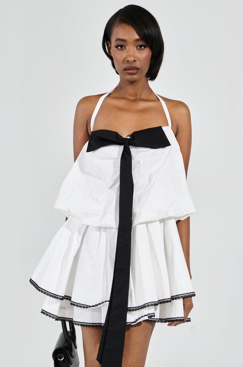 MIA POPLIN MINI DRESS WITH BOW Product Image