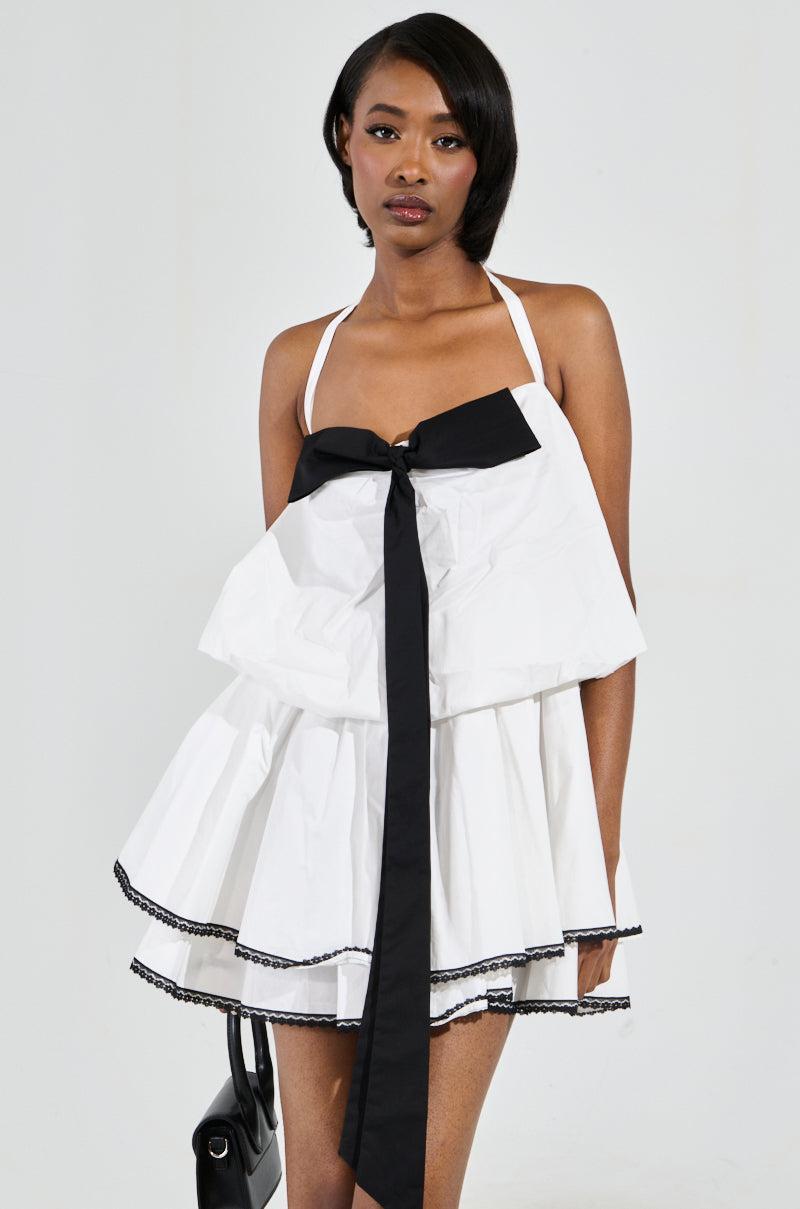 MIA POPLIN MINI DRESS WITH BOW Product Image