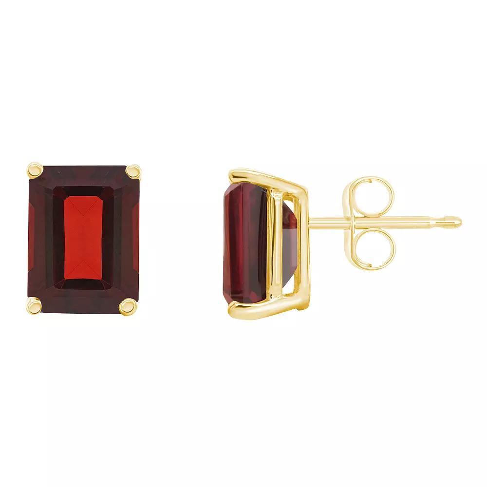 Celebration Gems 14k Gold Emerald Cut Garnet Stud Earrings, Women's Product Image