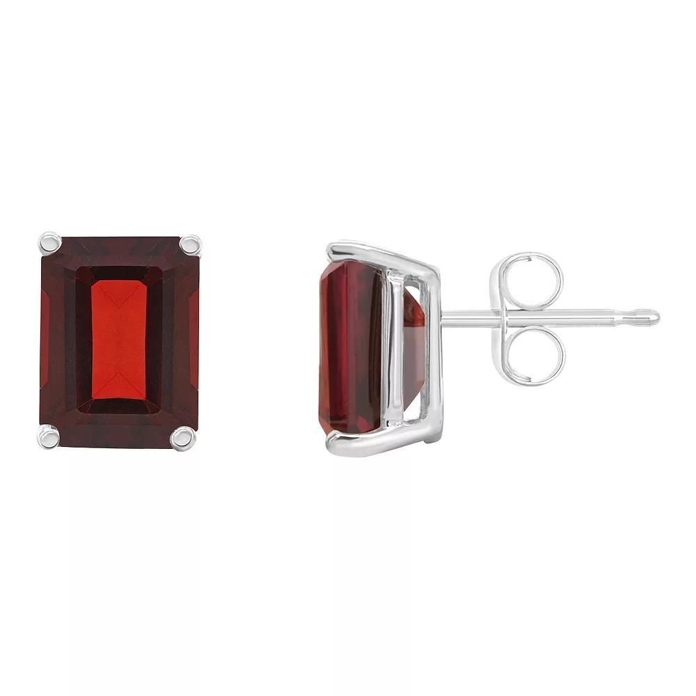 Celebration Gems 14k Gold Emerald Cut Garnet Stud Earrings, Women's Product Image