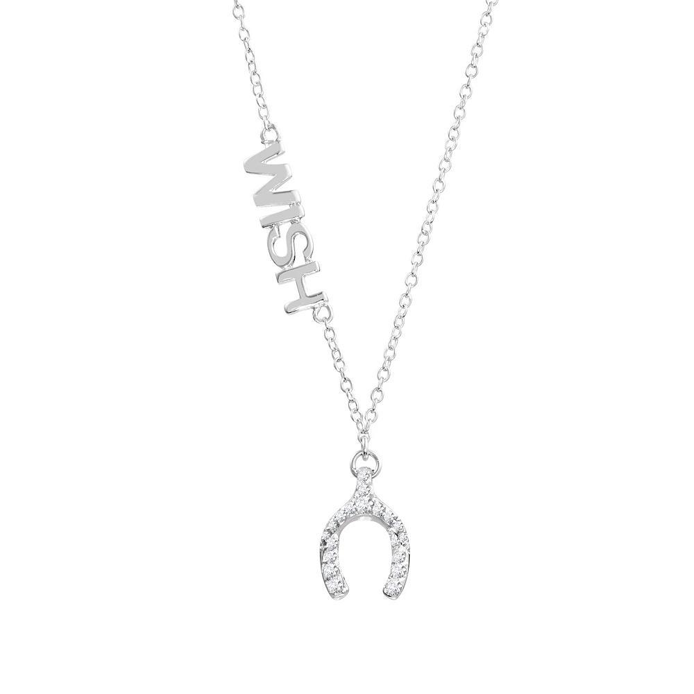 Main and Sterling Sterling Silver Cubic Zirconia Horseshoe "Wish" Necklace, Women's, Size: 16-18" ADJ, Silver Tone Product Image