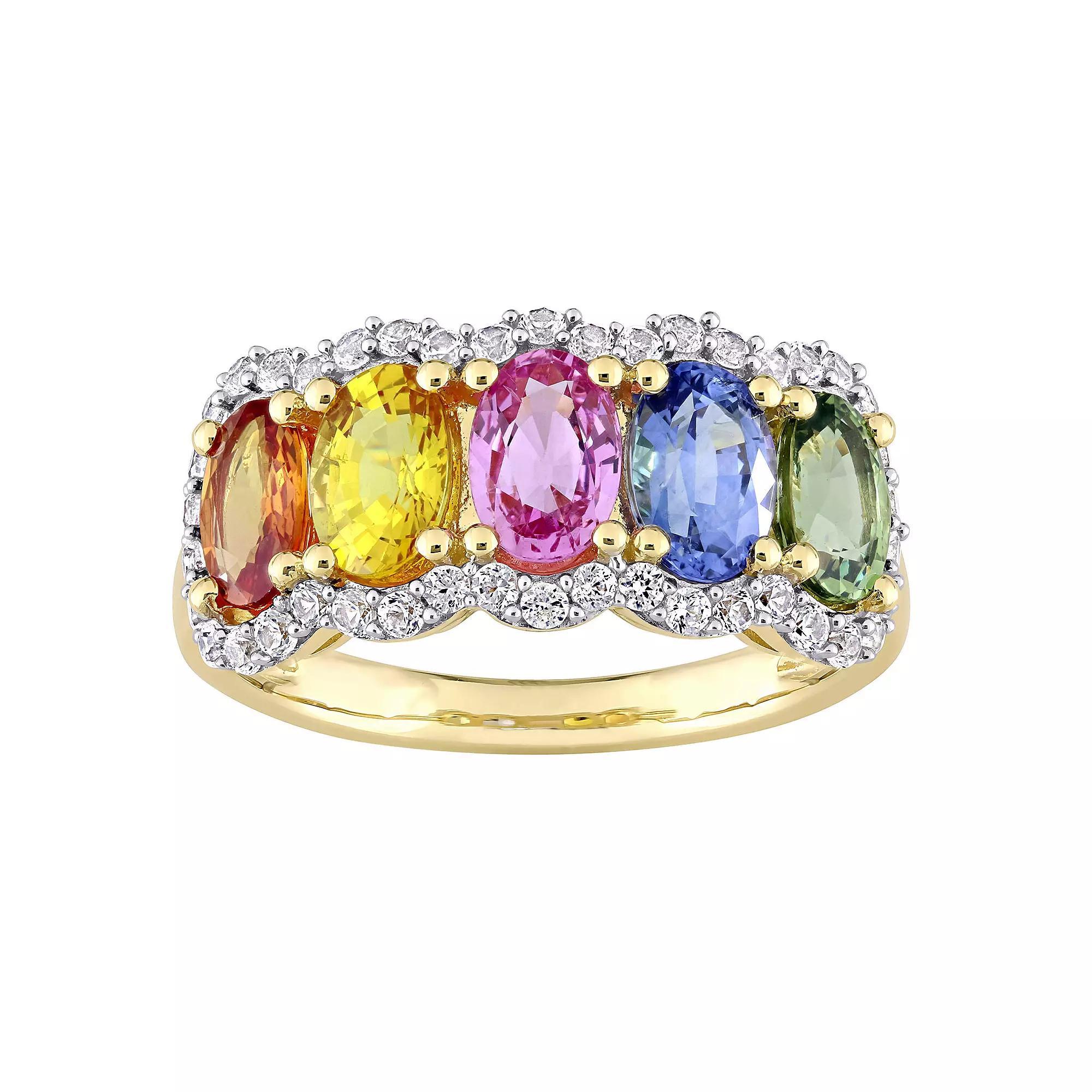 Stella Grace 14k Gold Multi-Color Sapphire 5-Stone Ring, Women's, Size: 5.50 Product Image