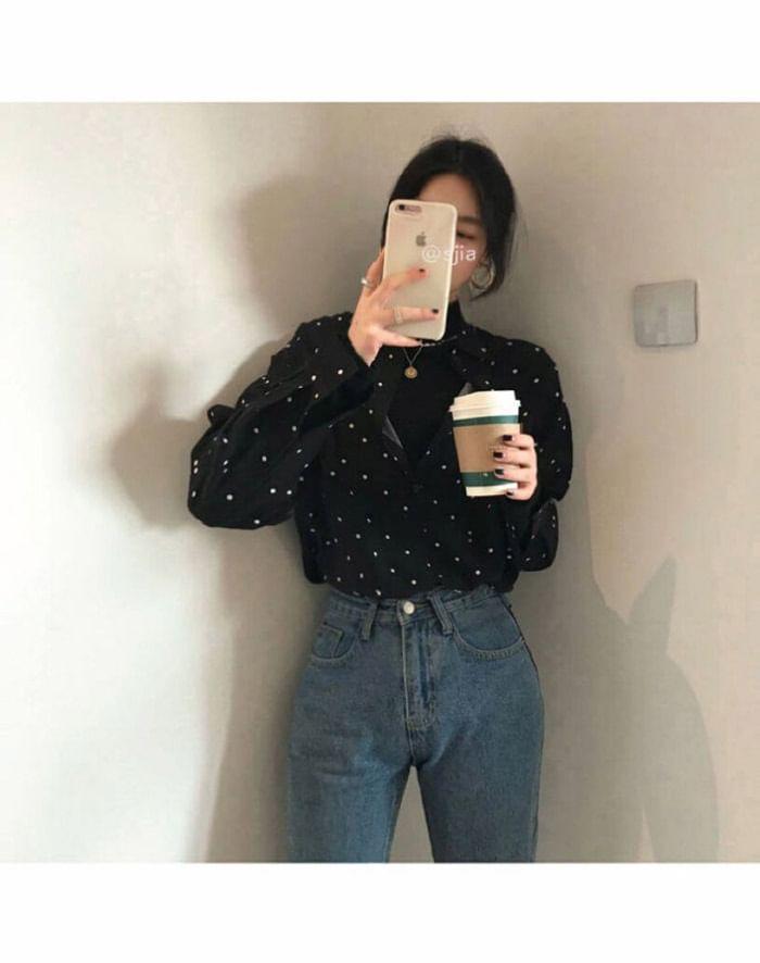 Long-Sleeve Dotted Shirt Product Image