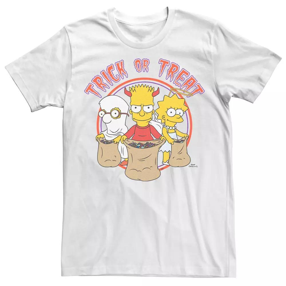 Big & Tall The Simpsons Trick Or Treat Trio Halloween Graphic Tee, Men's, Size: 3XL Tall, White Product Image