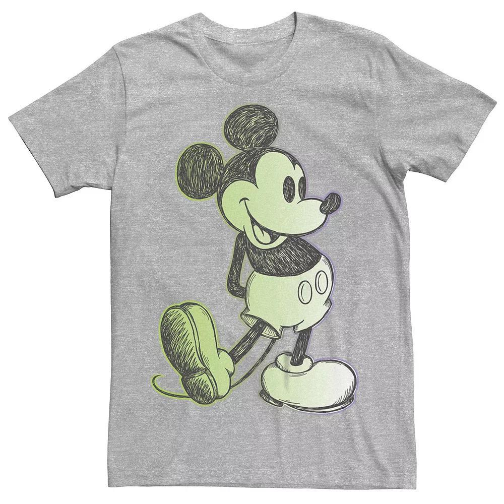 Big & Tall Disney Mickey Mouse Retro Sketch Graphic Tee, Men's, Size: 3XL Tall, Athletic Grey Product Image