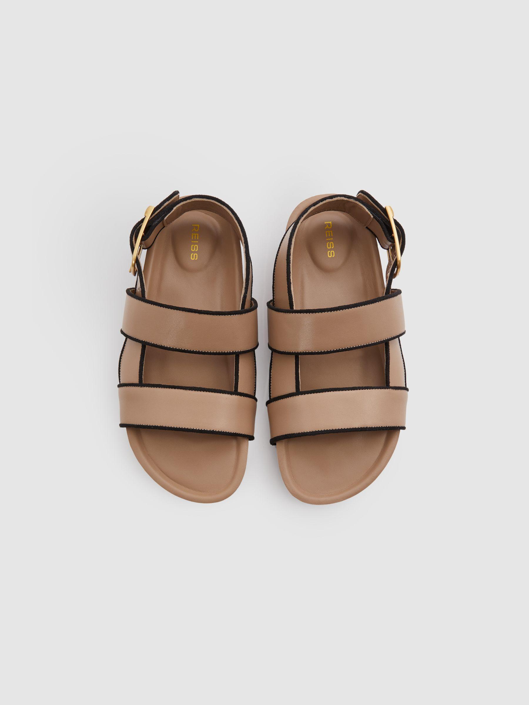 Strappy Chunky Leather Sandals in Tan Product Image