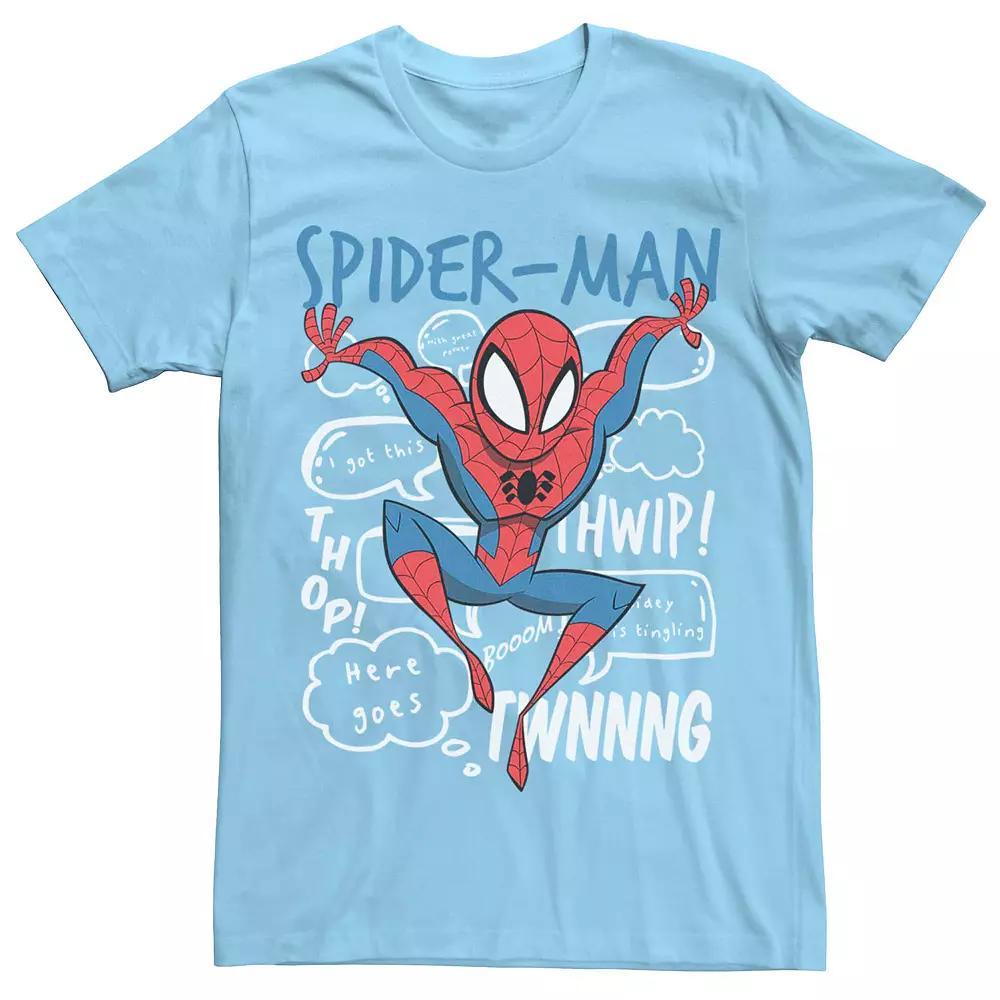 Men's Marvel's Spider-Man Doodle Speech Bubbles Tee, Size: Medium, Athletic Grey Product Image