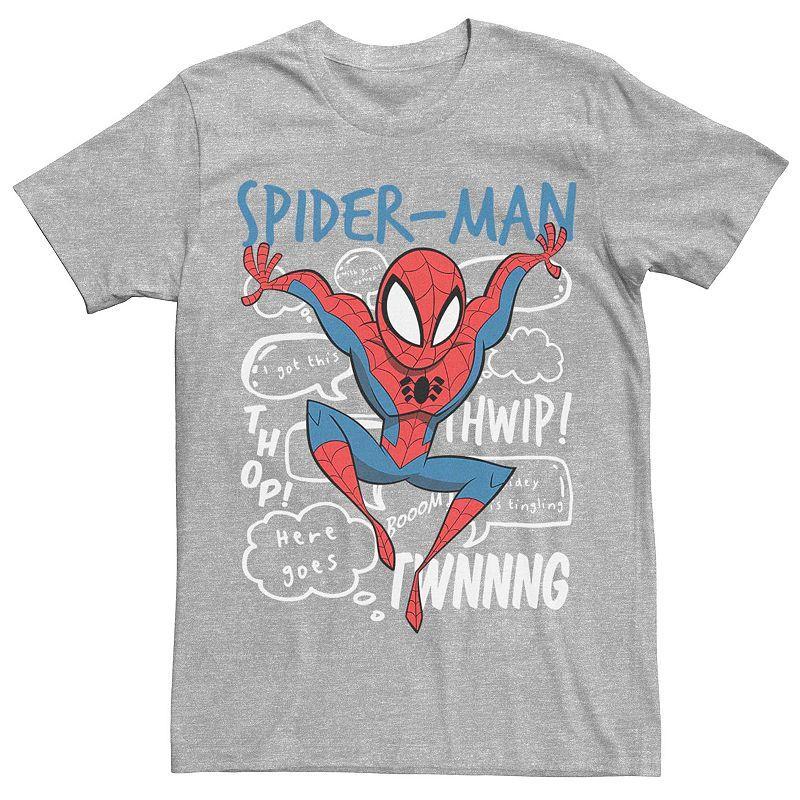 Men's Marvel's Spider-Man Doodle Speech Bubbles Tee, Size: Medium, Athletic Grey Product Image