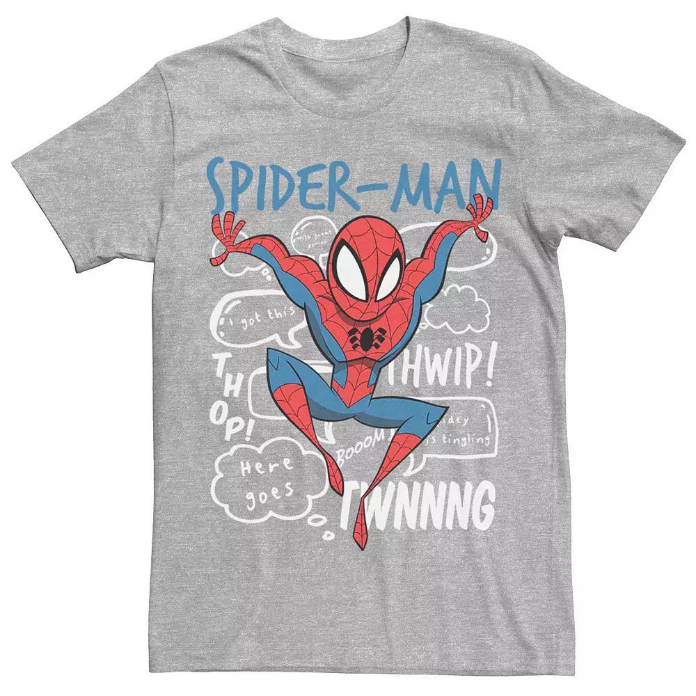 Men's Marvel's Spider-Man Doodle Speech Bubbles Tee, Size: Medium, Athletic Grey Product Image