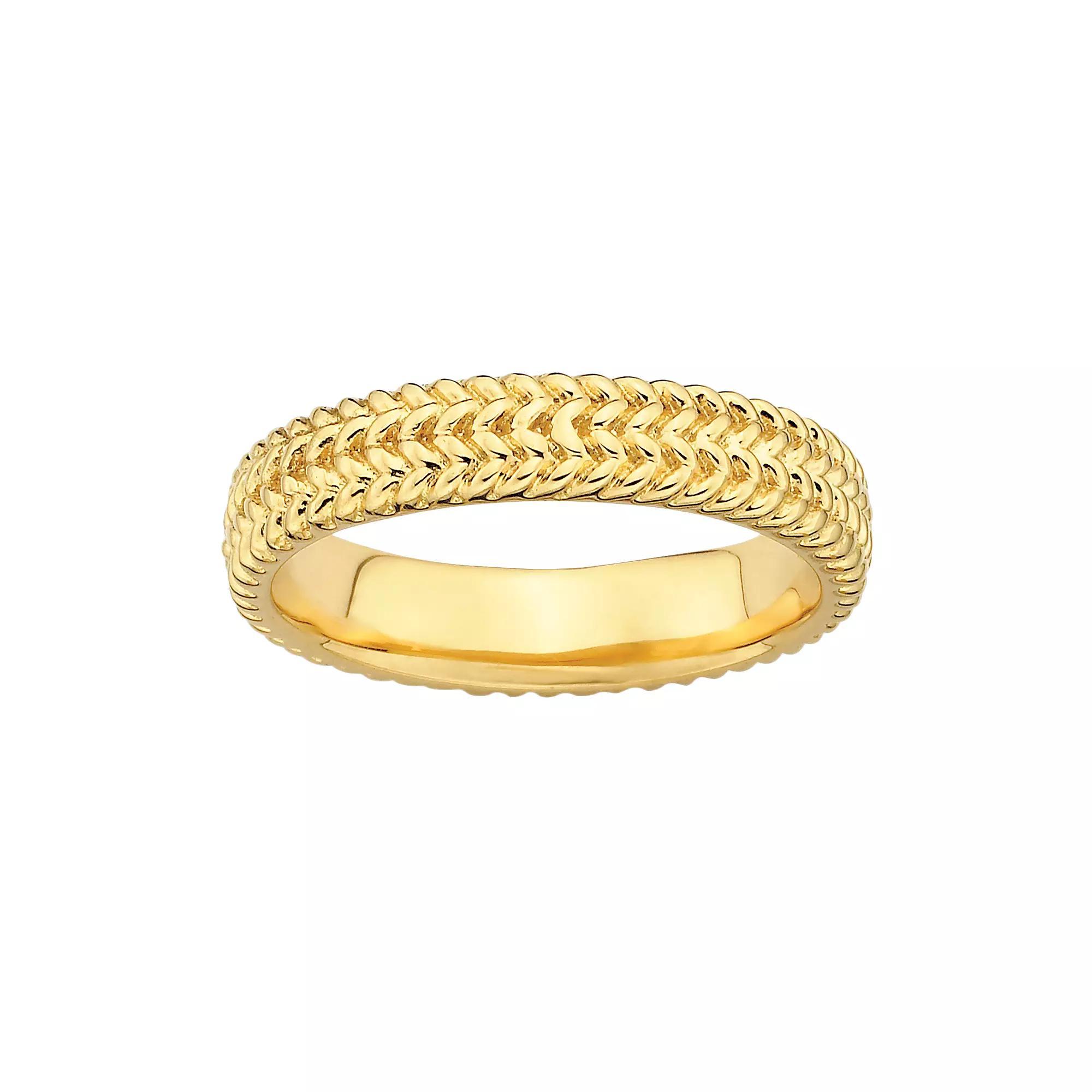 Stacks & Stones 18k Gold Over Silver Herringbone Stack Ring, Women's Product Image