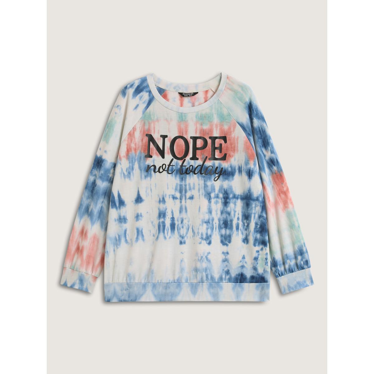 Plus Size Tie-Dye Ombre Gradient Print Sweatshirt Women Multicolor Round Neck Vacation Sweatshirts BloomChic 26/4X Product Image
