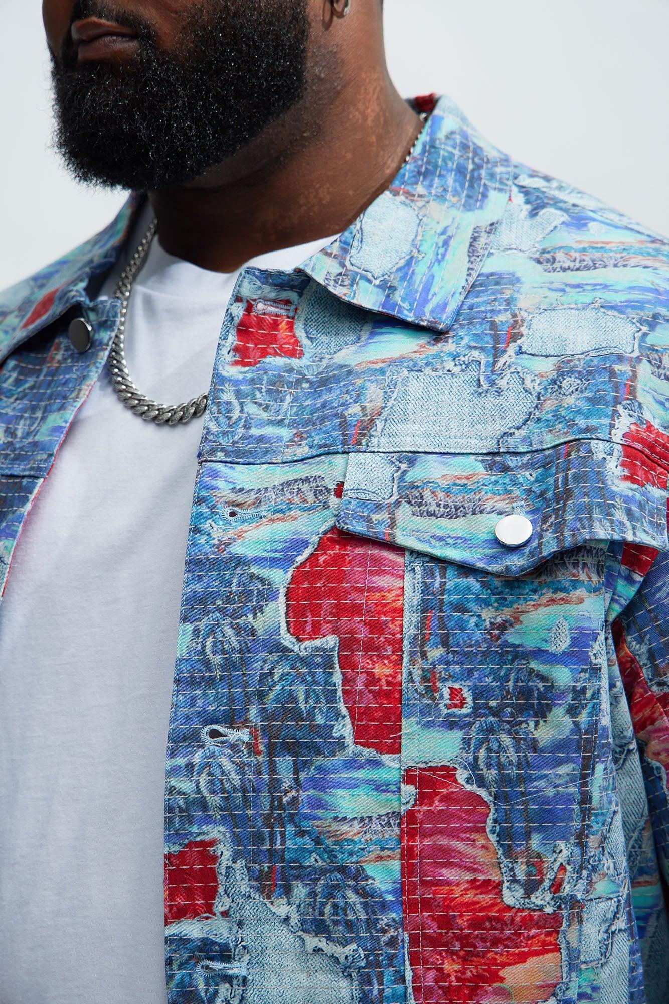 Maui Gardens Trucker Jacket - Blue/combo Product Image
