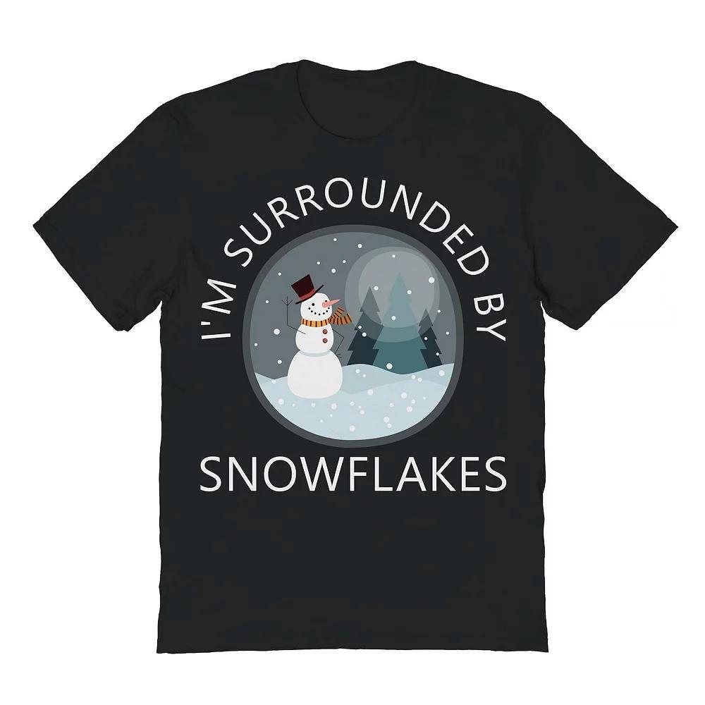 Men's Surrounded Snowflakes Christmas Graphic Tee, Size: Medium, Black Product Image