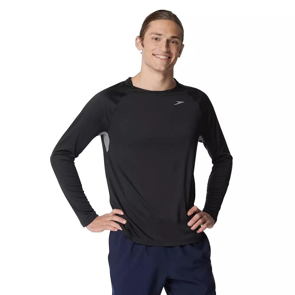 Men's Speedo Quick-Dry UPF 50+ Long Sleeve Swim Tee, Size: XL, White Product Image