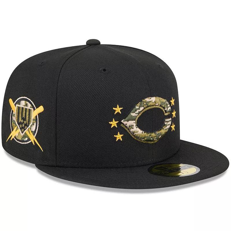 Men's New Era  Black Cincinnati Reds 2024 Armed Forces Day On-Field 59FIFTY Fitted Hat, Size: 7 1/8, Red Black Product Image