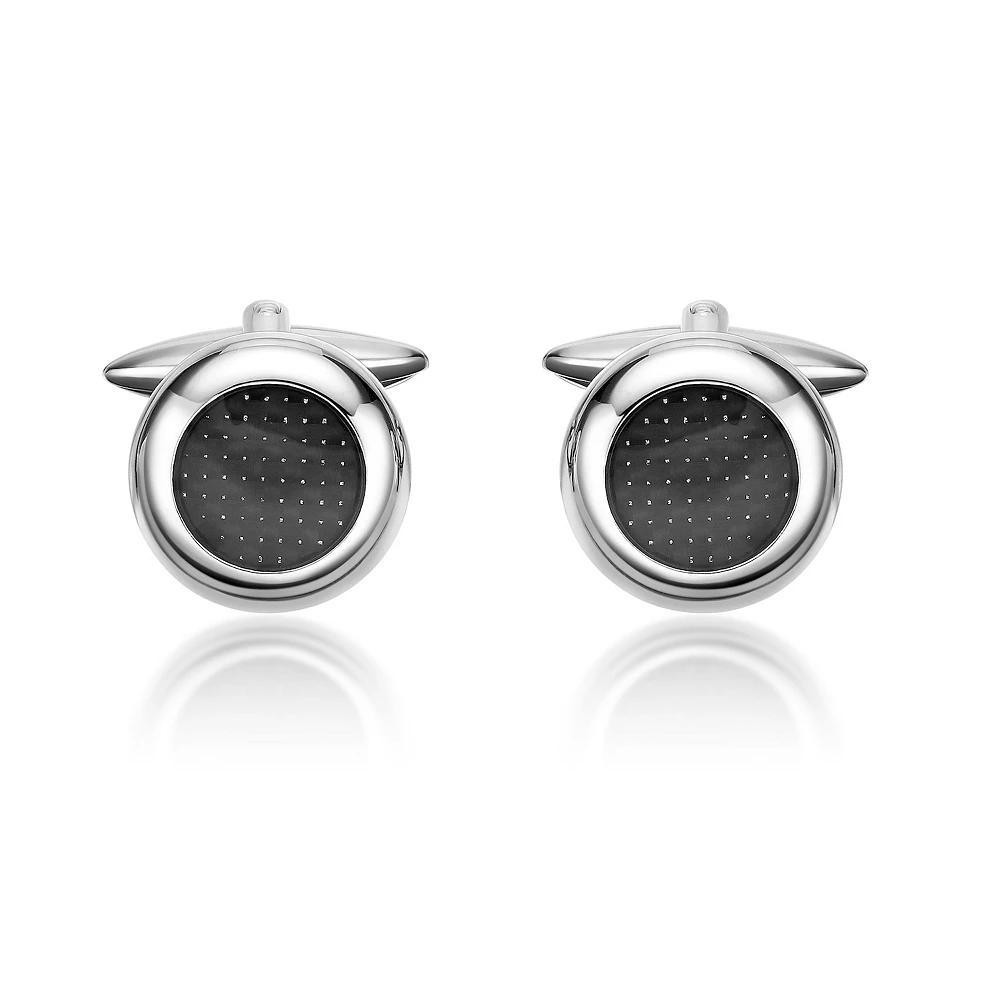 LYNX Men's Stainless Steel Black Cuff Links Product Image