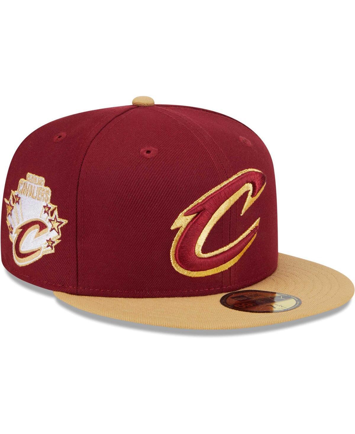 Men's New Era Wine/Gold Cleveland Cavaliers Gameday Gold Pop Stars 59FIFTY Fitted Hat, Size: 7 1/2, Team Product Image