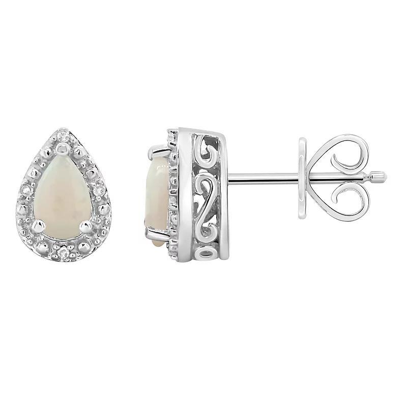 Celebration Gems Sterling Silver Pear Shaped Genuine Amethyst Diamond Accent Stud Earrings, Women's, Blue Topaz Product Image
