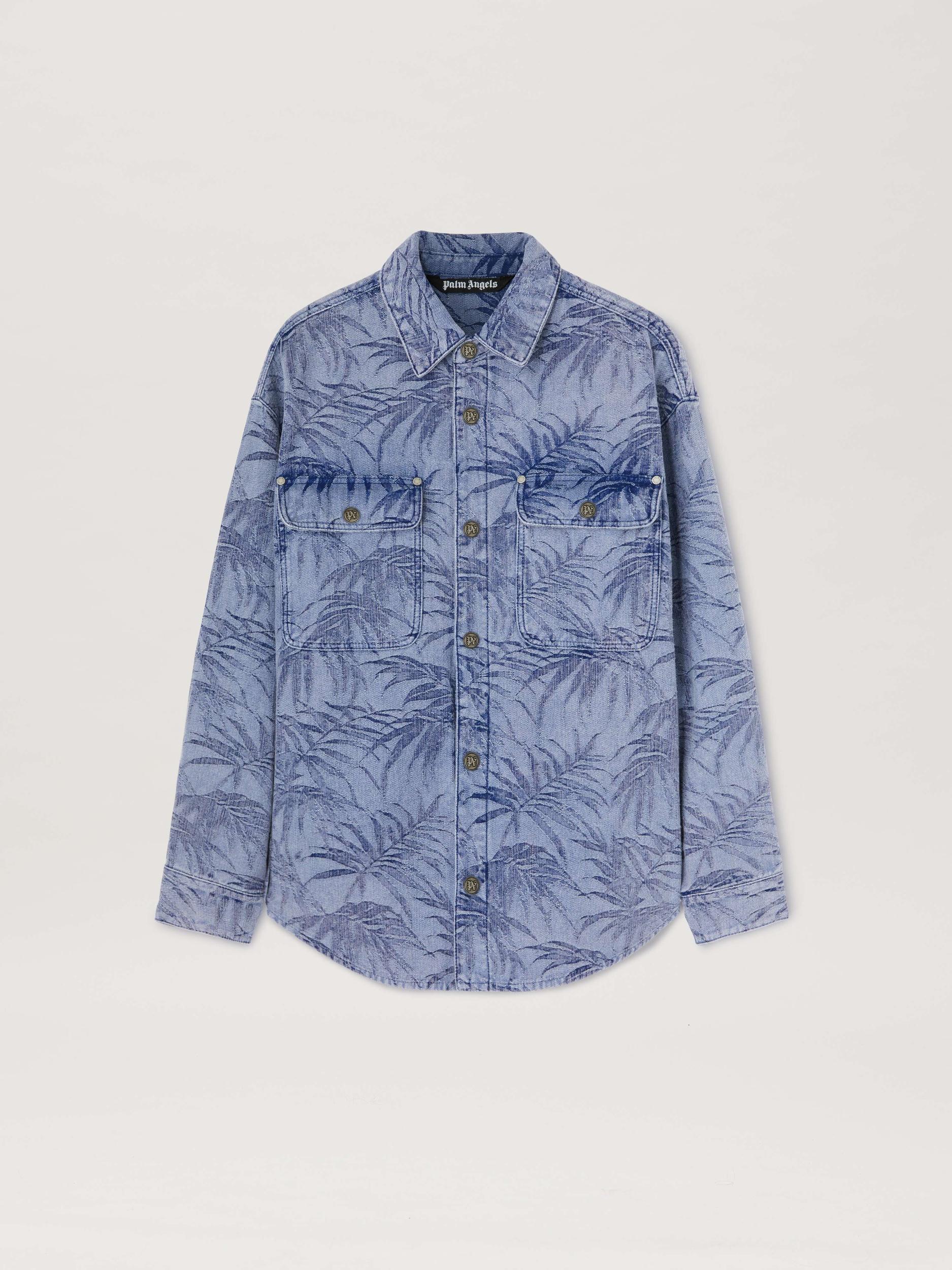PALMS JACQUARD DENIM SHIRT LIGHT BLUE - Product Image