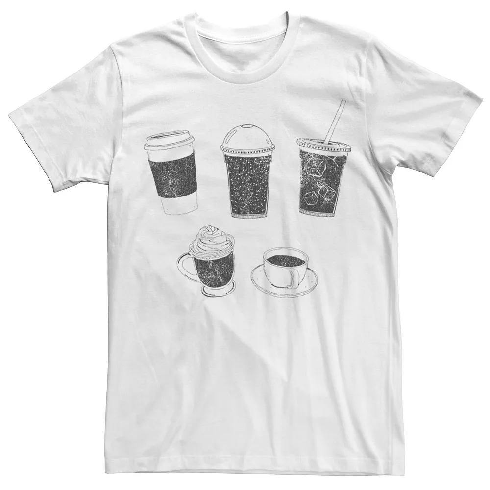 Men's Coffee Cups And Mugs Tee, Size: 3XL, White Product Image