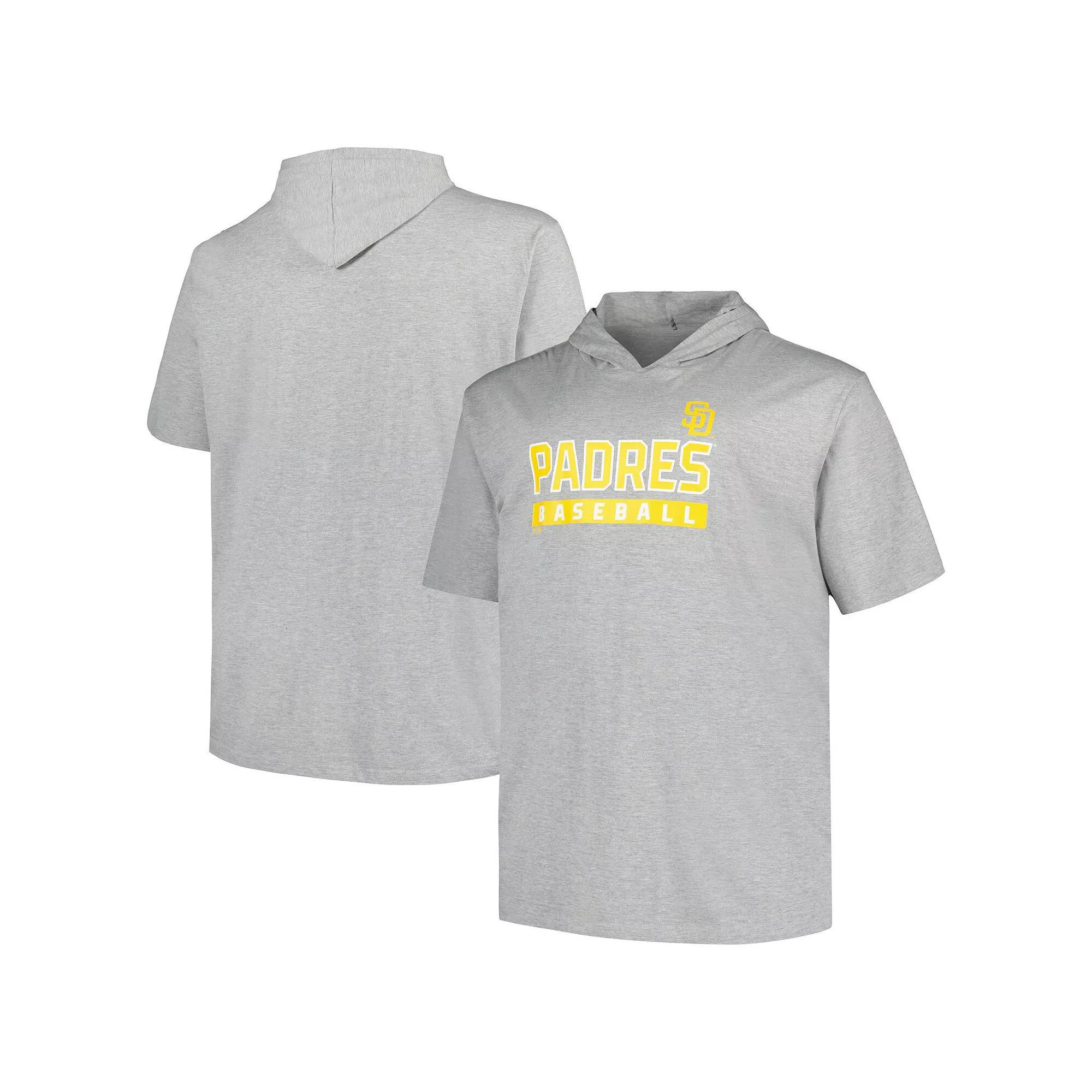 Men's Profile Heather Gray San Diego Padres Short Sleeve Pullover Hoodie, Size: 3XB, Grey Product Image