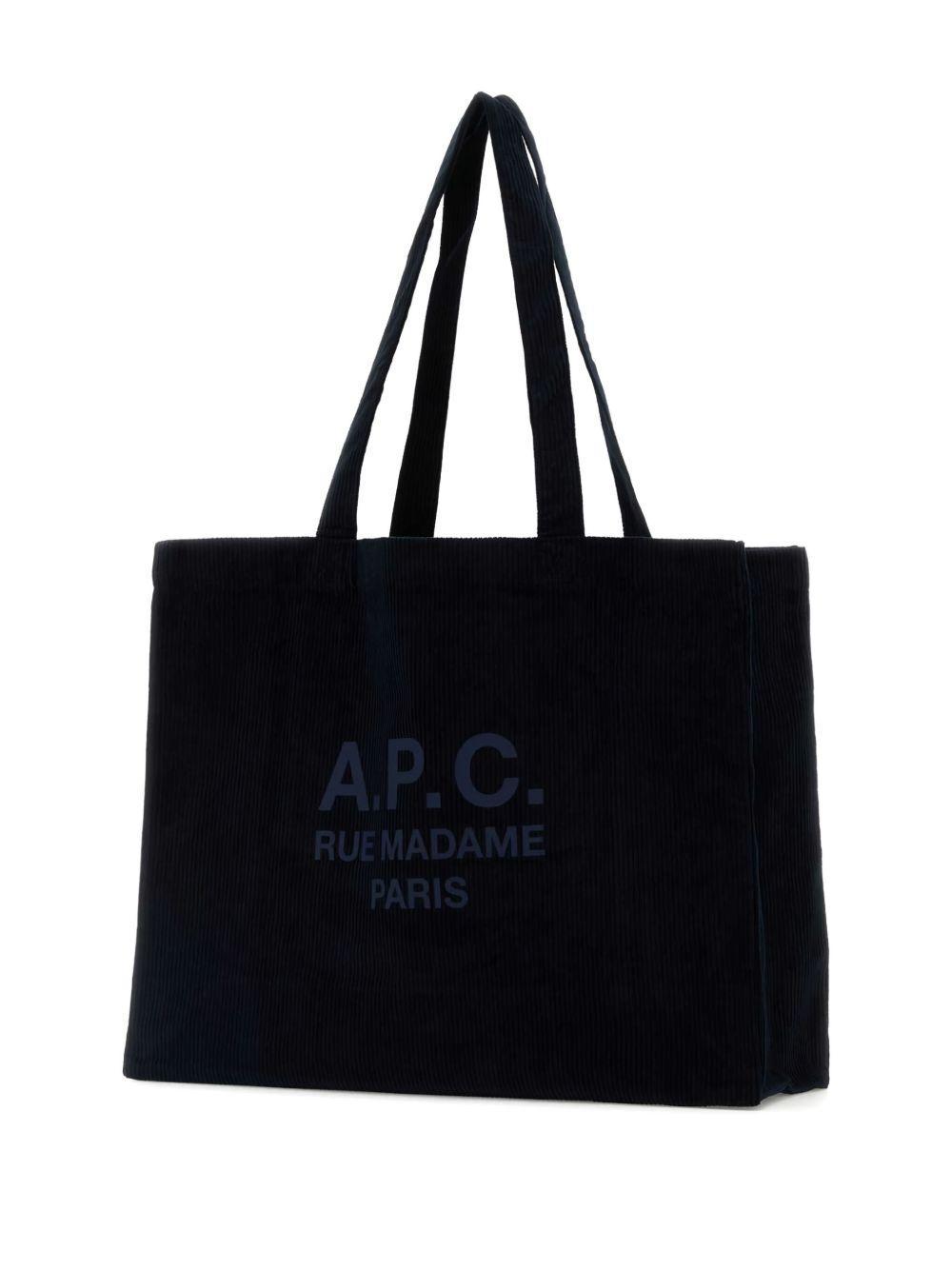 APC Dark Blue Corduroy Diane Shopping Bag In Black Product Image