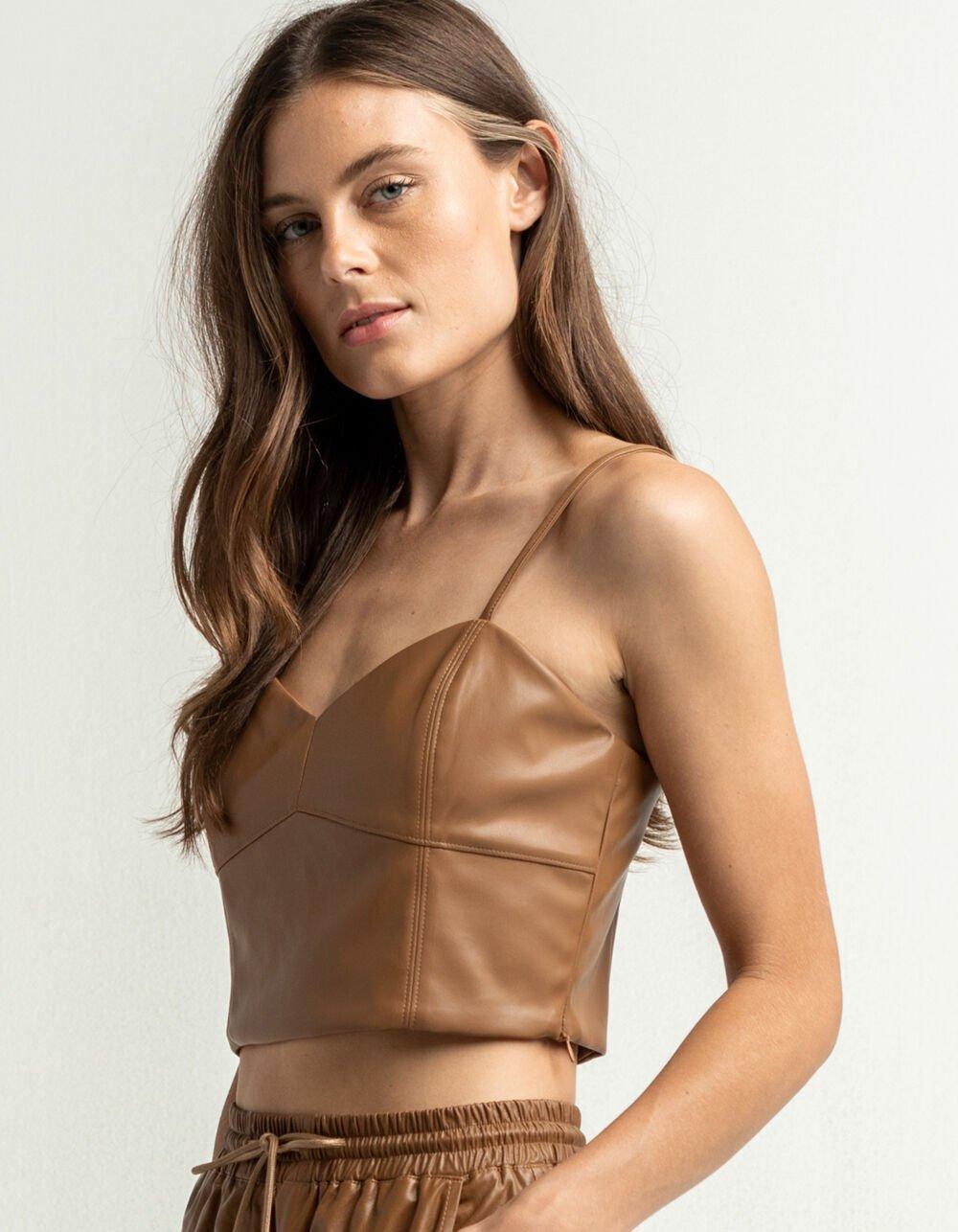 WEST OF MELROSE Vegan Leather Crop Top Product Image
